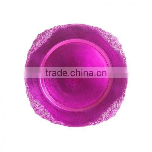 Plastic colorful baroque charger plates