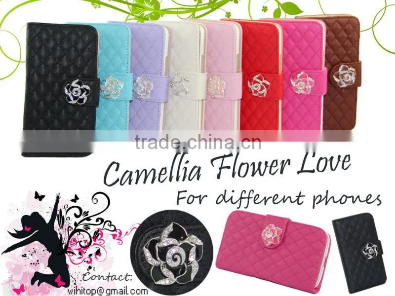 Bling Diamond Flower Leather Wallet For HTC ONE M8 Case