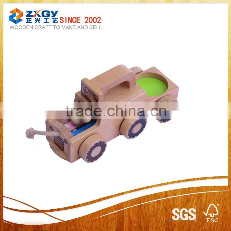 Natural Small Solid Wooden Car Shape Kids Toy