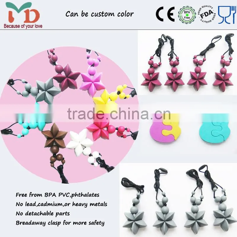 Food Grade Silicone Jewelry Baby Chew Football Beads Baby Teething Necklace Wholesale
