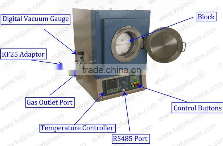 CE Certified 1100C Programmable 7.6 Liter Vacuum Chamber Furnace With digital vacuum gauge