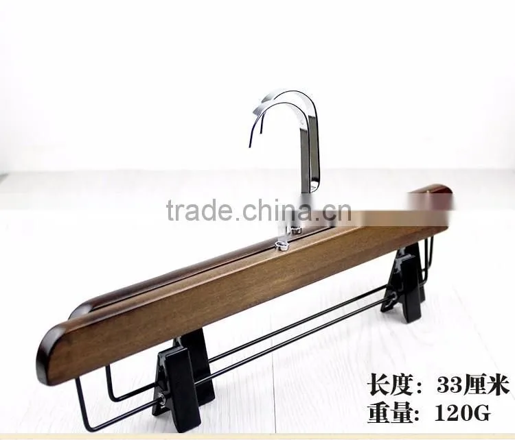 LP156 clothes hanger with velvet pants bar wooden pant hanger for Hot sale