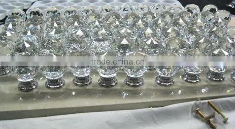 High quality crystal cabinet knob in silver Dia.30*40mm