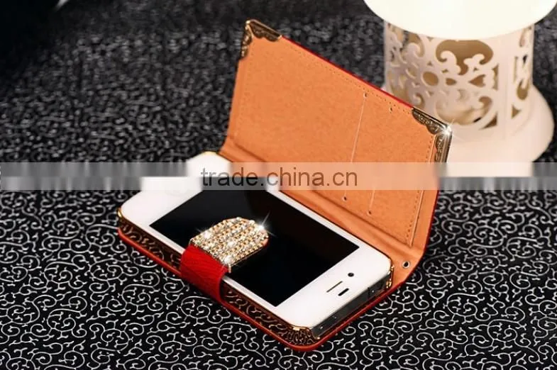 Royal Quality Crystal Magnet Leather Case For iPhone 5&5S