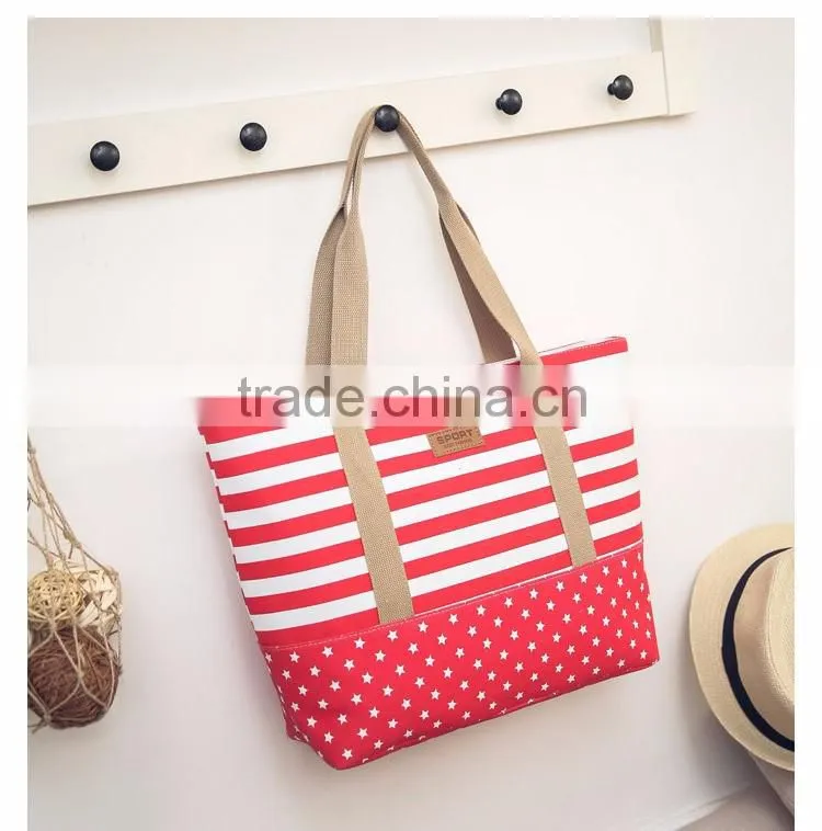 Cotton canvas beach tote bag
