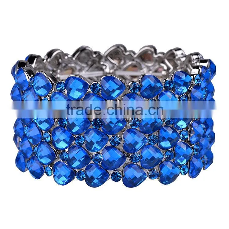 Free sample 2016 new design silver tone acrylic stones women bangle bracelet