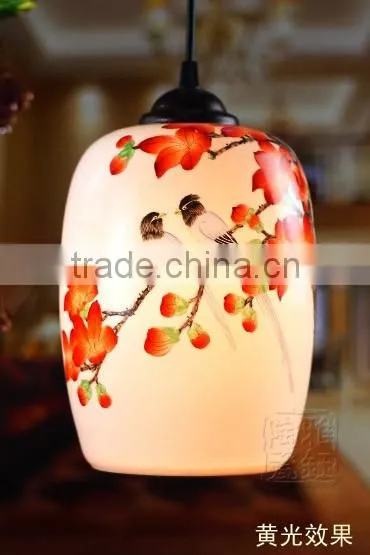 Chinese style ceramic hanging pendant led decorative fancy light