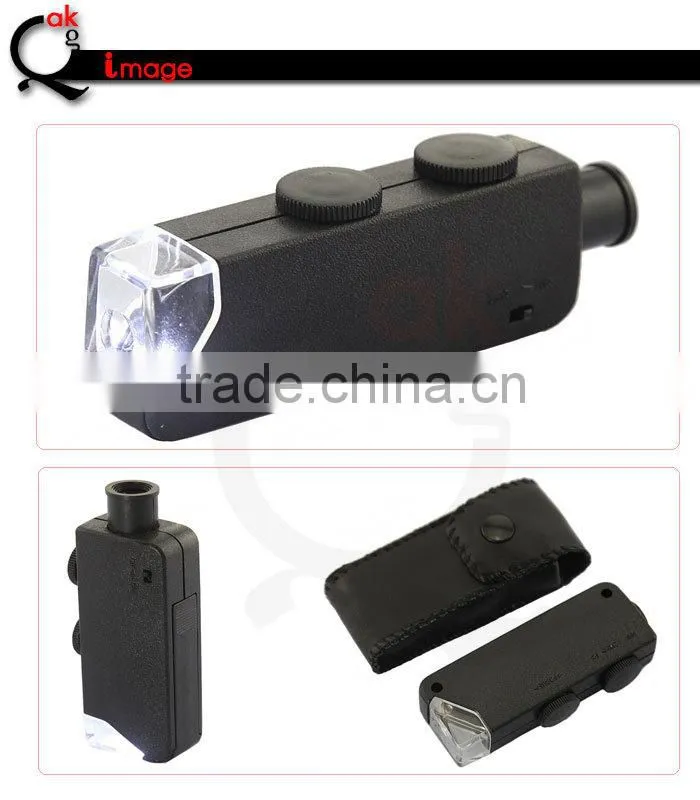 Smartphone LED Microscope,button cell powered 60-100x zooming manual focus light Microscope for iPhone 6