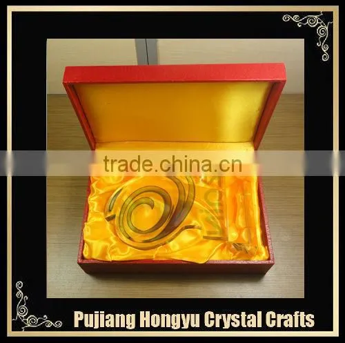 golden 5 star with transparent base crystal cheap trophy