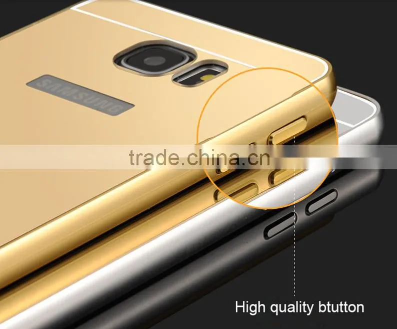 2016 hot selling window view electroplating mirror pc pu flip case cover for samsung galaxy s7/s7 edge