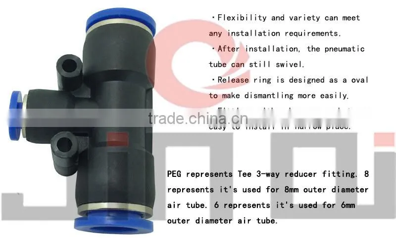alibaba china pneumatic tee coupling