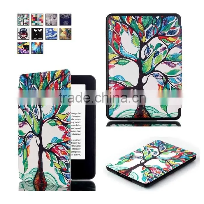 PU Hard Cover Colorful Printing Smart Case for New Kindle 2016