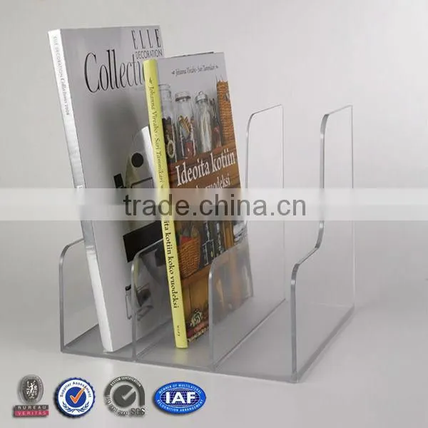 Custom clear acrylic folder /document/ office brochure rack with business card pocket