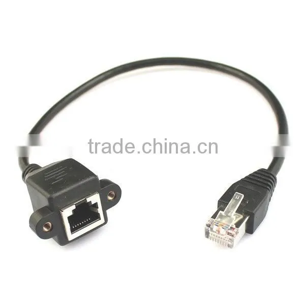 2015 NEW Cat5e RJ45 Male to Female Panel Mount Ethernet Network Cable with M3 Screw