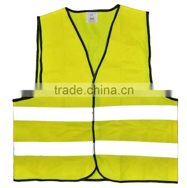 Polyester high visibility yellow/ orange reflecting vest with led light meet CE, ISO EN 20471, Class 2