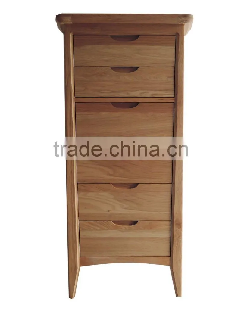 2015 Modern Design solid oak 6 Drawer Tall Chest for home use