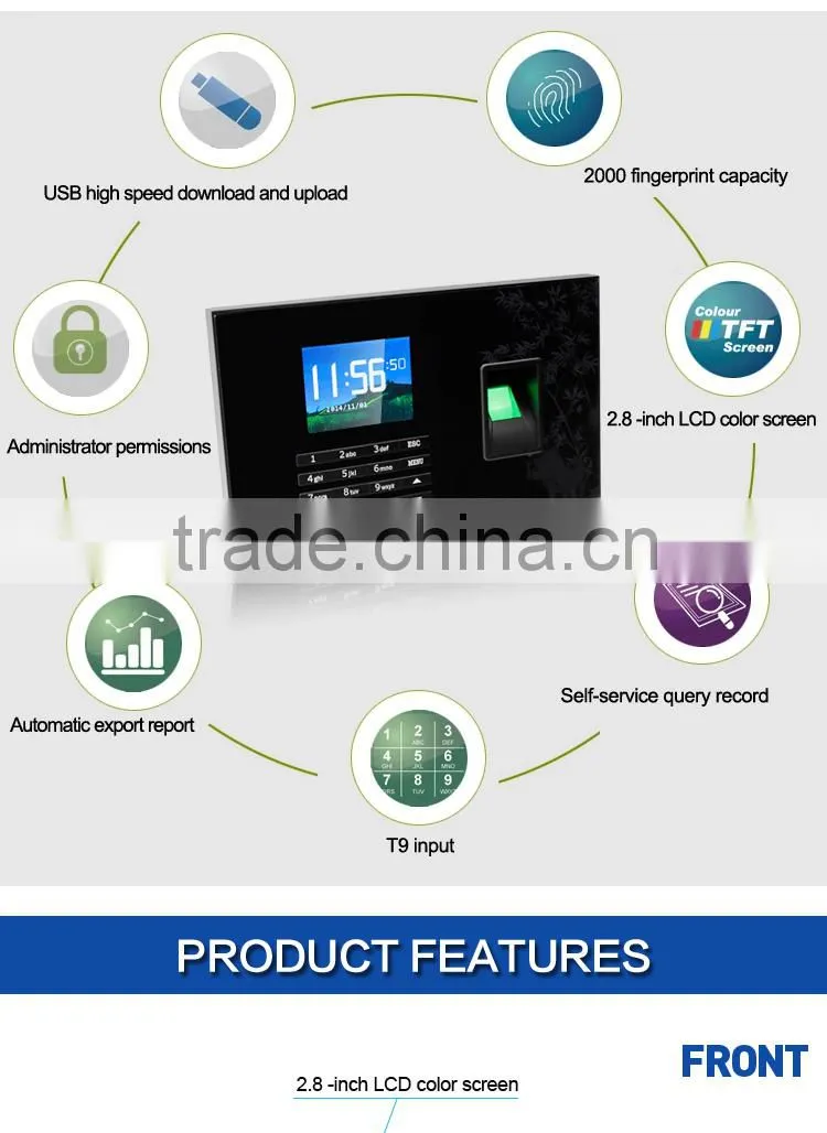 biometric fingerprint terminal time attendance with free fingerprint time attendance software