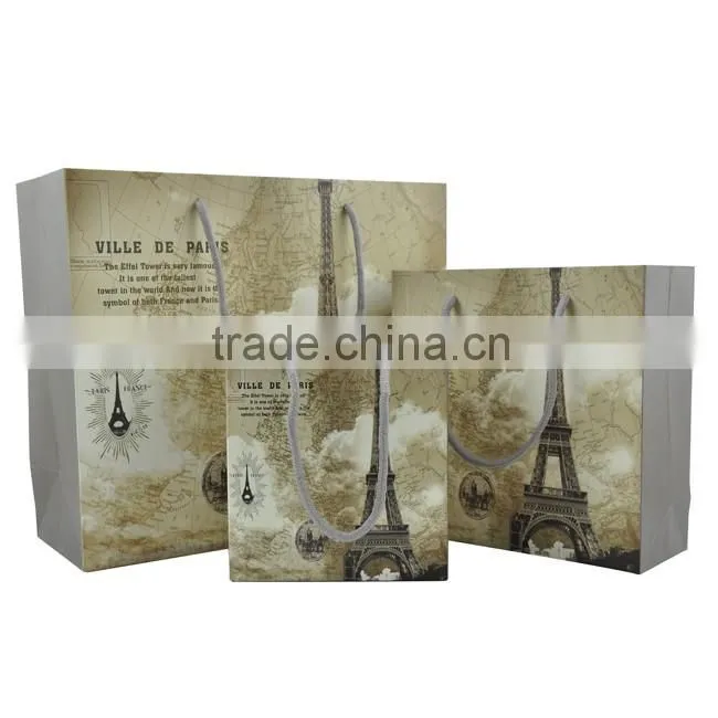 Accept custom order printing paris Eiffel Tower apparel paper bag