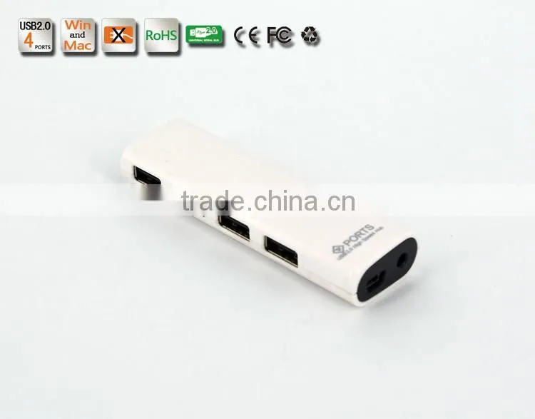 Slim shape but High Speed 480MBPS usb2.0 4 por hub form usb por hub suppliers with Plastic Casing