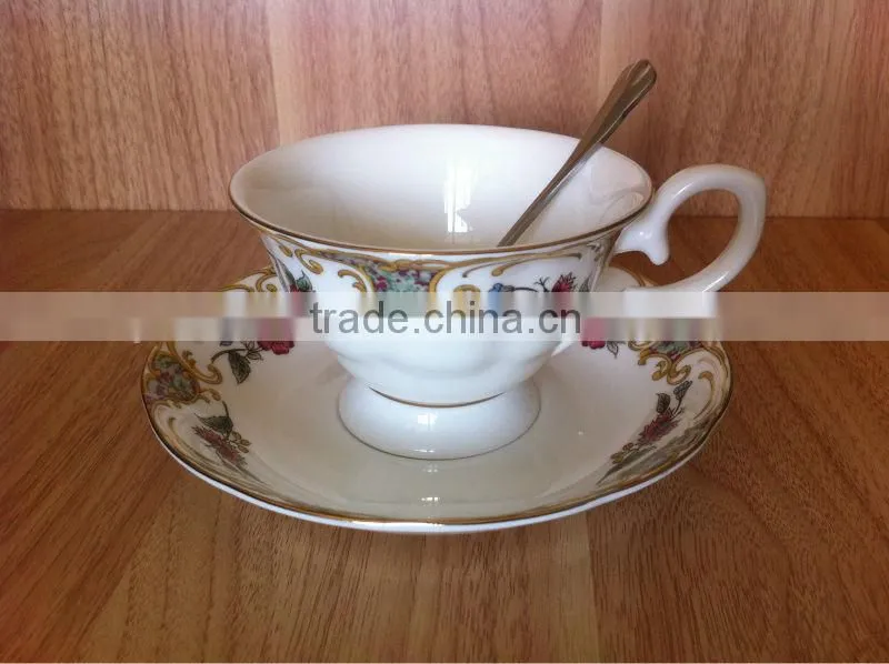 Wholesale procelain white ceramic espresso coffee cup with saucer set