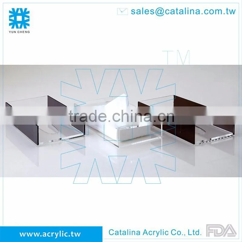 Line design acrylic clear tissue box