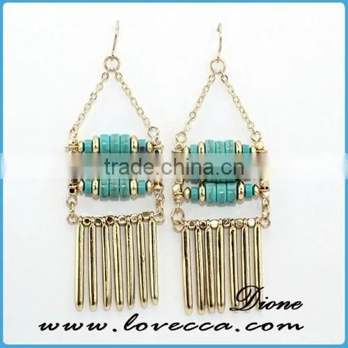 Gold Color Alloy Jewelry Imitation Gemstone Beatiful Color Bijoux Earrings For Women