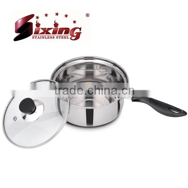 Cheap Wholesale Stainless Steel Sauce Pan With Glass Lid