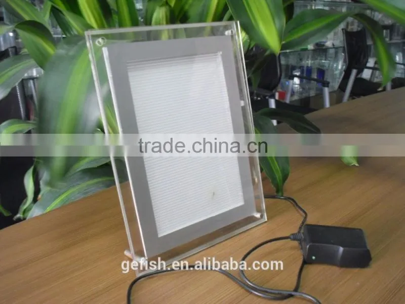 High quality LED light acrylic photo menu display frame