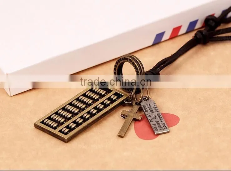 Hot sale simple design leather necklace