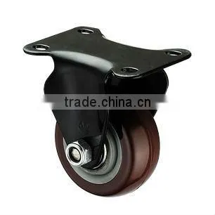 Hadware Industrial Furniture Medium Duty Polyuretane Fixed Black Bracket Caster Wheel