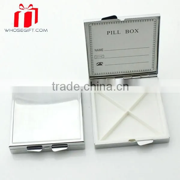 Wholesale Logo Printed 3 Case Round Metal Pill Box With Mirror