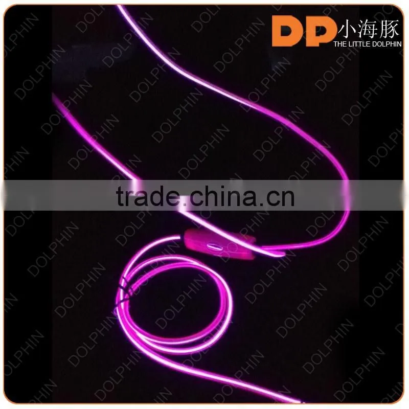China factory wholesale Oem brand logo LED EL earphone fancy lighting with music playing novelty earphone for HTC mobile