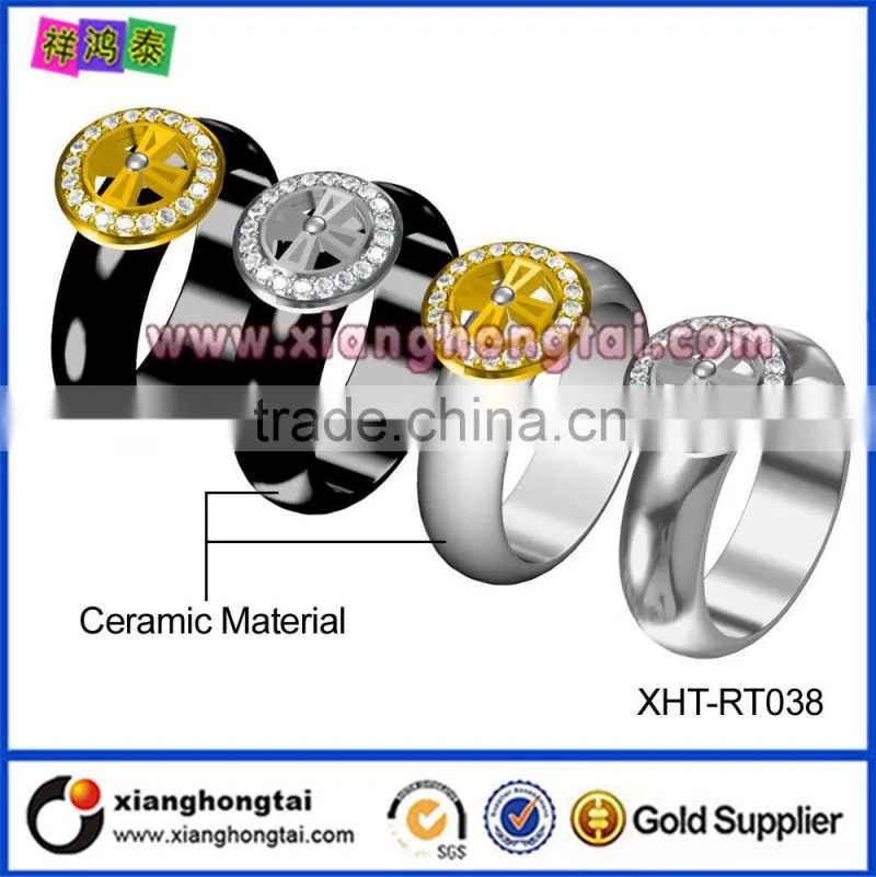 Modern 24K golden Lucky clover Ceramic Finger Ring