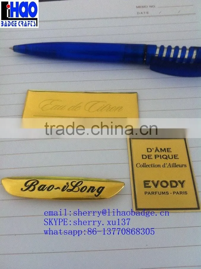 Customized high grade Perfume label, Metal Bottle Label StickerAluminum bottle badge
