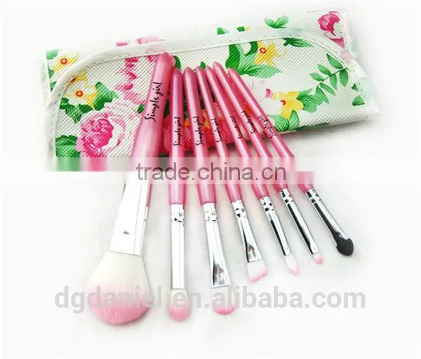 7pcs pink synthetic girls cosmetic brushes