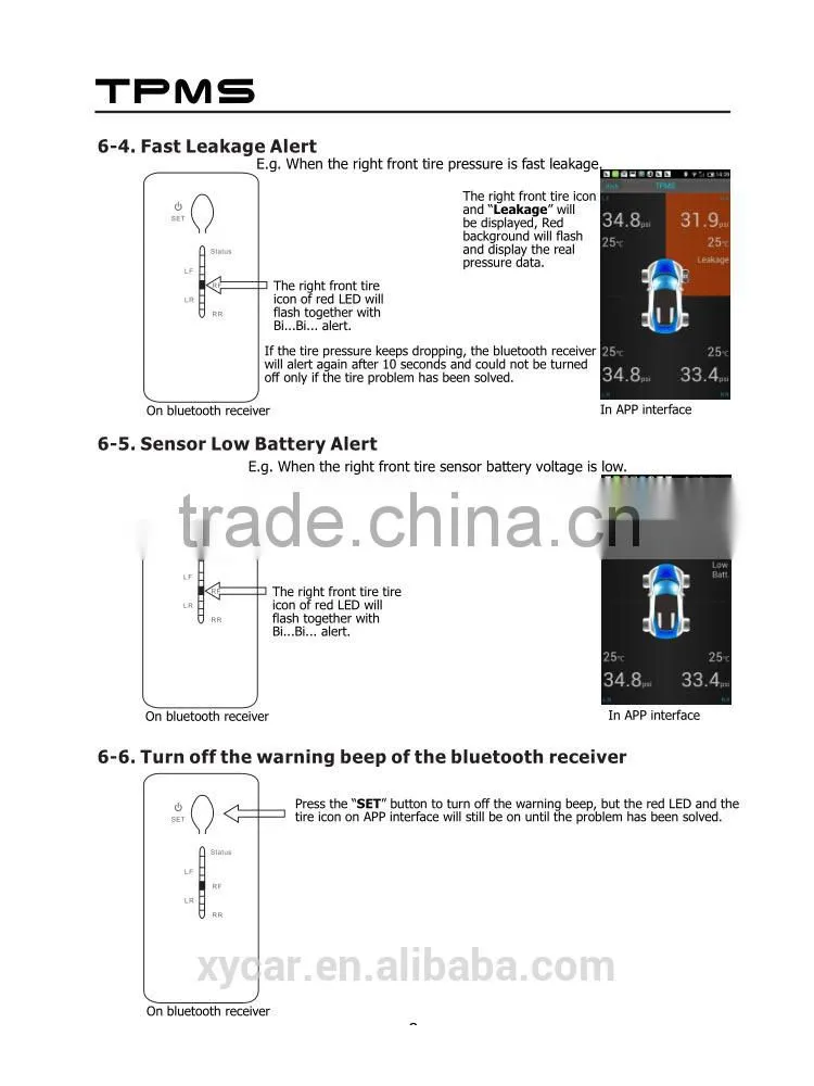 Bluetooth Tpms for Android&IOS mobile tire pressure monitoring system ,tire pressure guage tpms XY-TP8380i