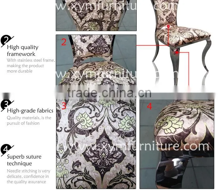 Foshan home used luxury stainless steel dining chair