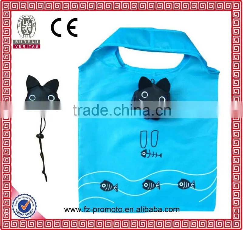 210D polyester foldable shopping bag with adorable animal head shape of shopping bag
