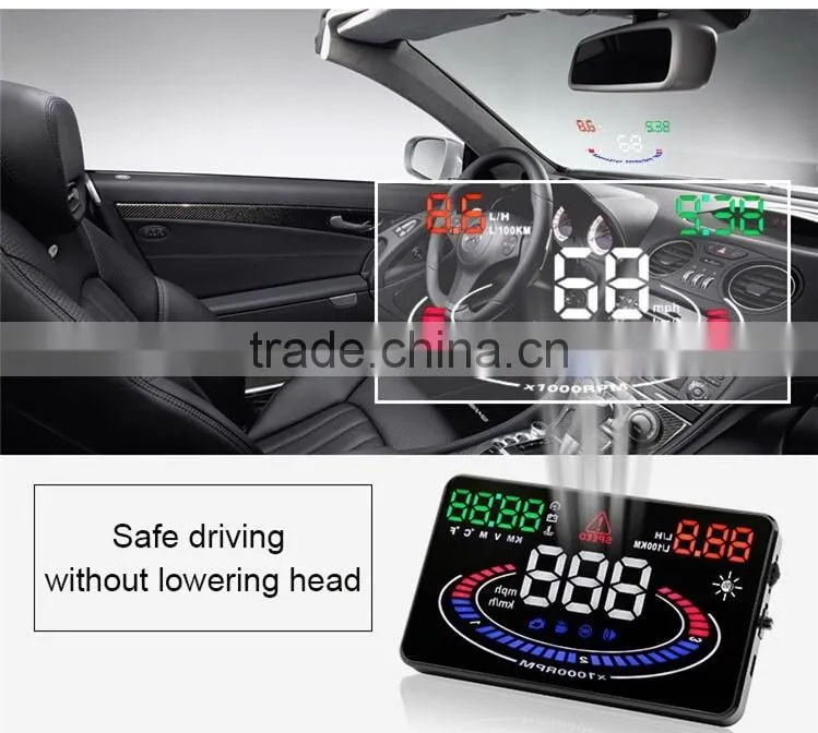 Universal car HUD 5.5 inch vehicle head up display E300 with obd2
