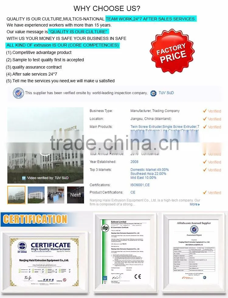OEM masterbatch plastic granules pellet Butyl Rubber Pelletizing Twin Screw Extruder Machine