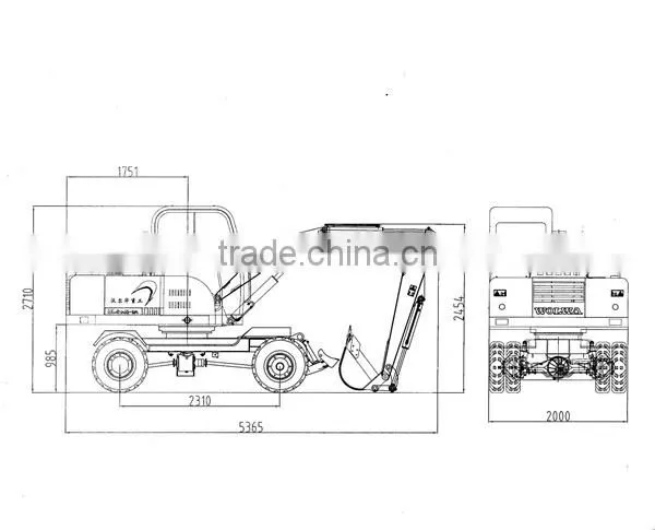 Wolwa mini 6t single front bucket wheel excavator