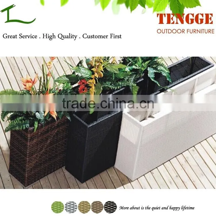 Handmade Rattan Decorated Rectangular Wicker Planter
