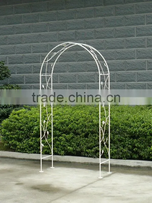 Metal artistic garden arch with bench for outdoor wedding