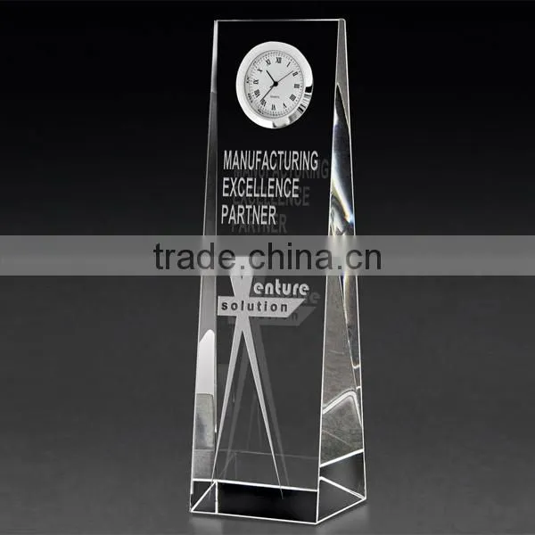 2016 wedge shaped optical crystal tower clock