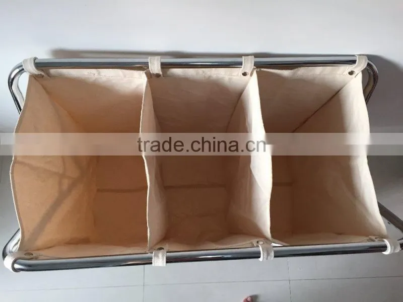 collapsible Chrome plating Four Section Canvas Laundry Sorter