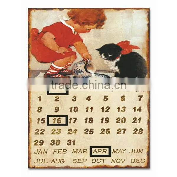 Decorative Vintage Metal Sign Antique Metal Plaque Calendar Metal Wall Plaque