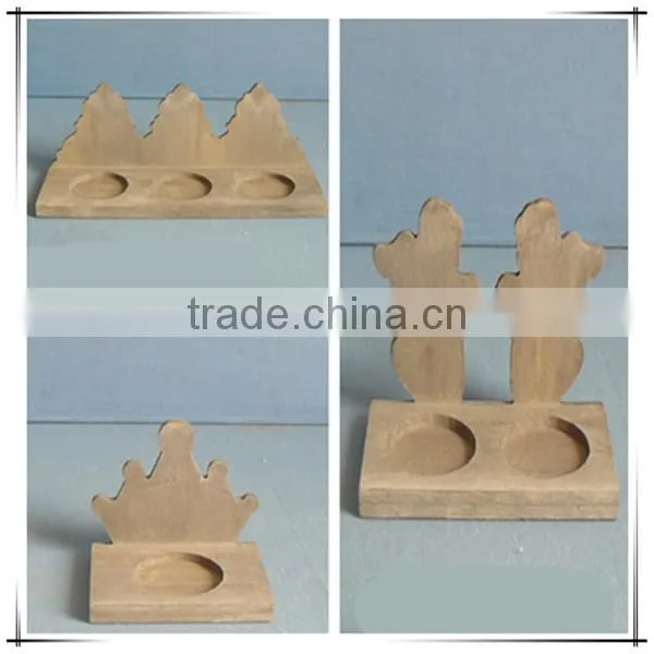 customized unfinished heart shape wooden 3 candle holder for home decor
