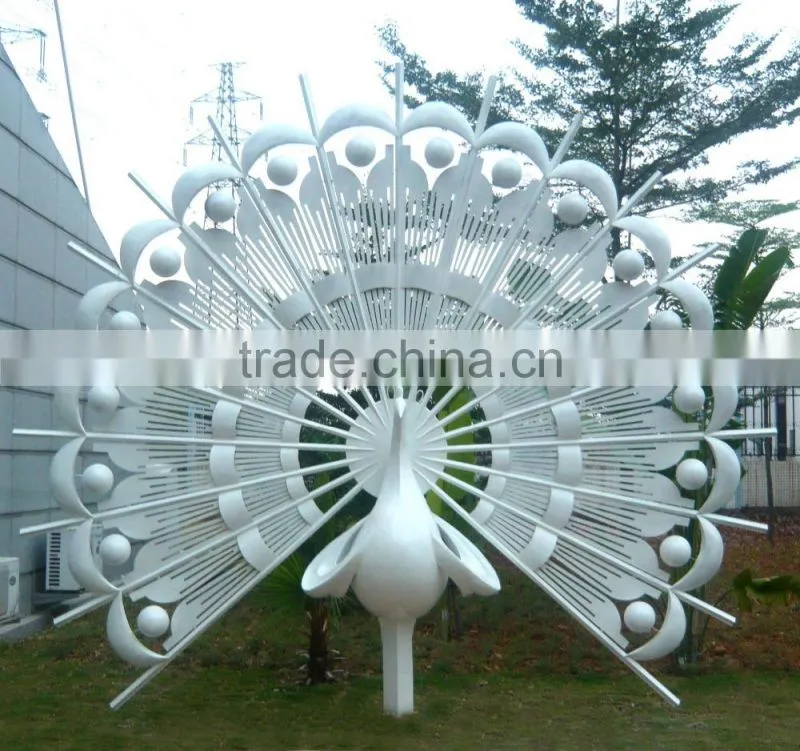 Stainless steel garden animal Sculpture ,Stainless steel peacock sculpture