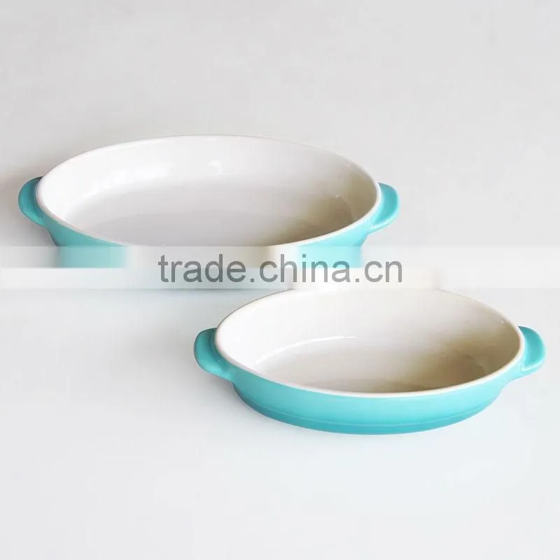 3pcs Stoneware Baker Plate Set with Solid Color