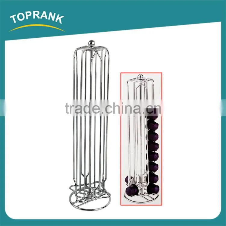 40psc coffee capsule storage rack rotating durable chrome coffee pod holder